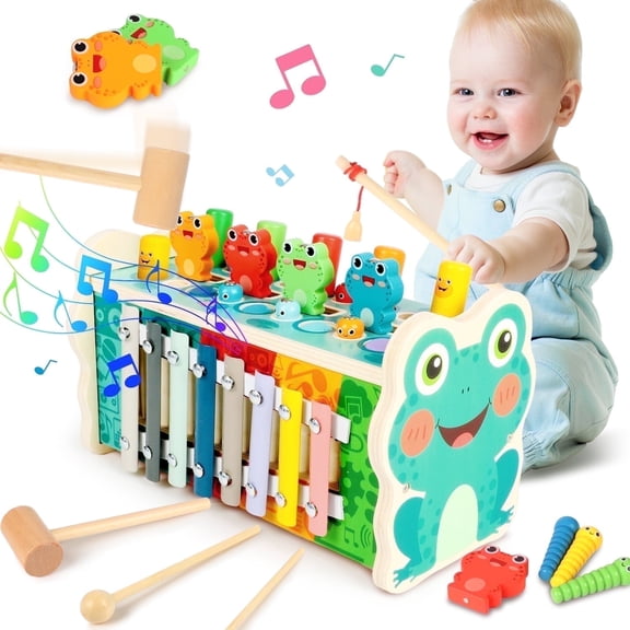 UUSUOO 6 in 1 Montessori Toys for 1 Year Old,Montessori Musical Toys,Preschool Educational Toys Gift for Boys Girls 1-3