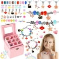 thumbnail image 1 of UUSUOO 123PCS Charm Bracelet Making Kit for Girls,Kids Jewelry Making Kits Age 4-8,Art Beads Craft Set with Jewelry Box,Girl Toys Christmas Birthday Gifts for for 6 7 8 9 Year Old Girls,Pink, 1 of 8