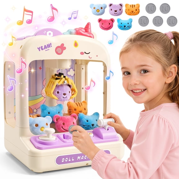 UUSUOO Claw Machine for Kids,Mini Vending Arcade Machine with Light & Music,Unicorn Toys for Girls 3-6 years,Christmas Birthday Gifts Toys Age 3+ Year Old