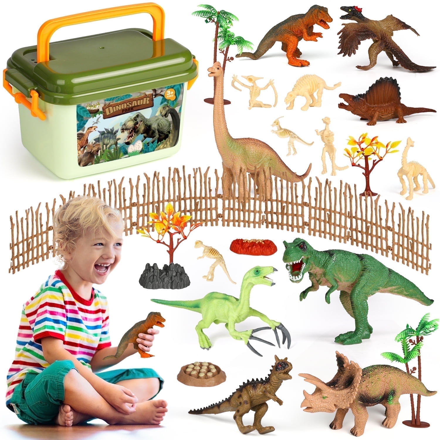 UUSUOO Dinosaur Toys for Boys 3-6 Years,32 Pcs Dinosaur Figures Toys ...