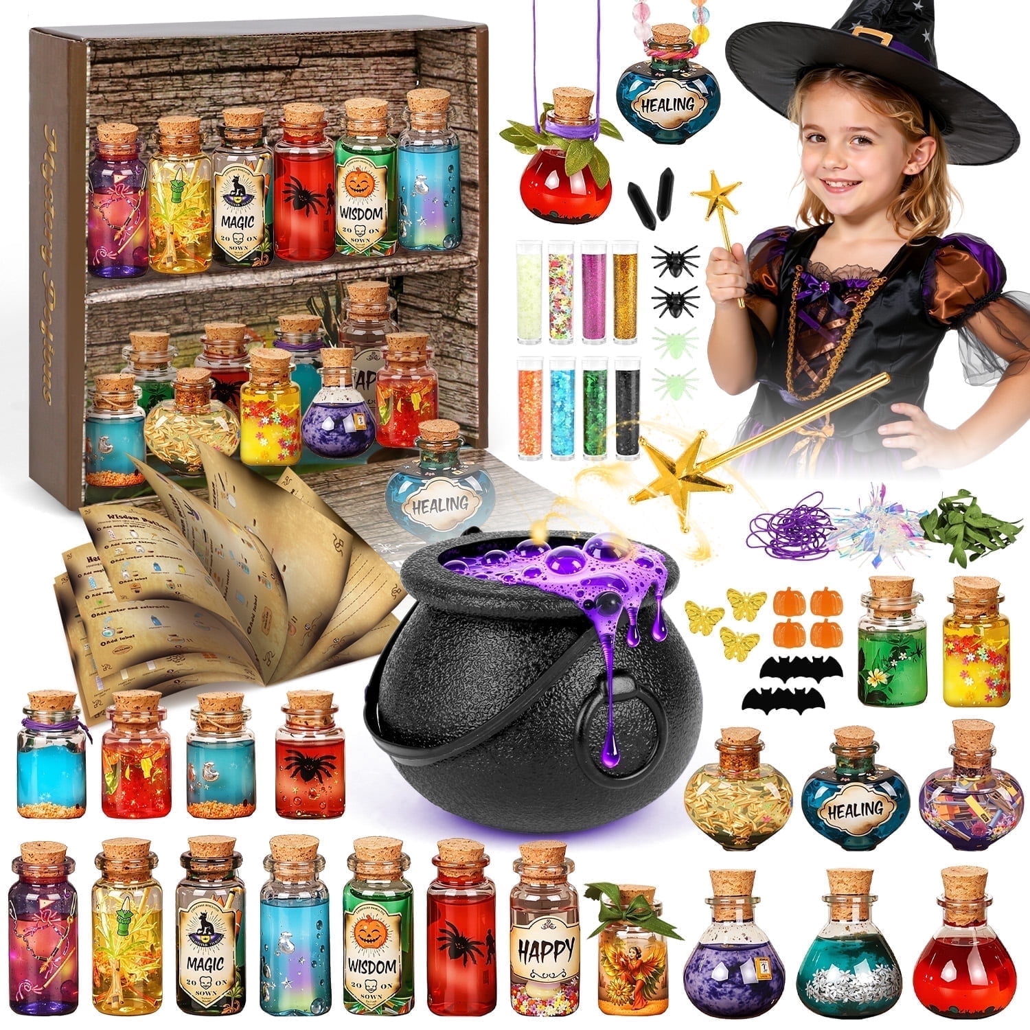 UUSUOO Fairy Magic Potion Kit for Kids, 20PCS Bottles Kids Potion Making Kit, STEM Activity Gift for Girls Boys Ages 6 to 12