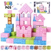 UUSUOO 145PCS Magnetic Blocks,Magnetic Building Blocks for Kids Ages 4-8,Magnet STEM Sensory Toys,Princess Castle Building Set Christmas Birthday Gifts Toy for Girls & Boys Ages 3