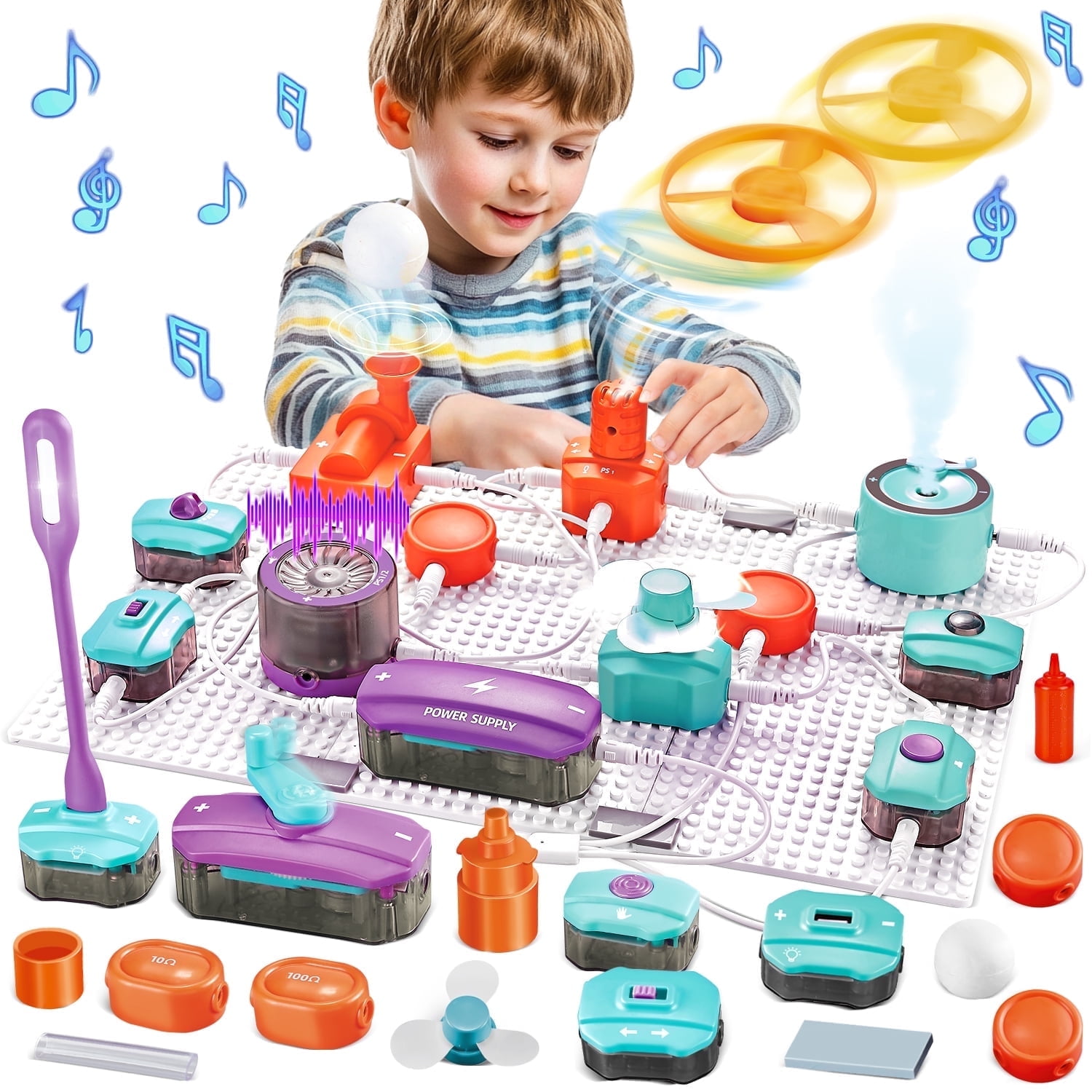 UUSUOO Circuit Board for Kids 8-12,45PCS DIY Electronics Exploration Kit with 100+ Projects,Physics Science Experiments Science Kit,Stem Educational Toys Gift for Kids Ages 5-7 8-12