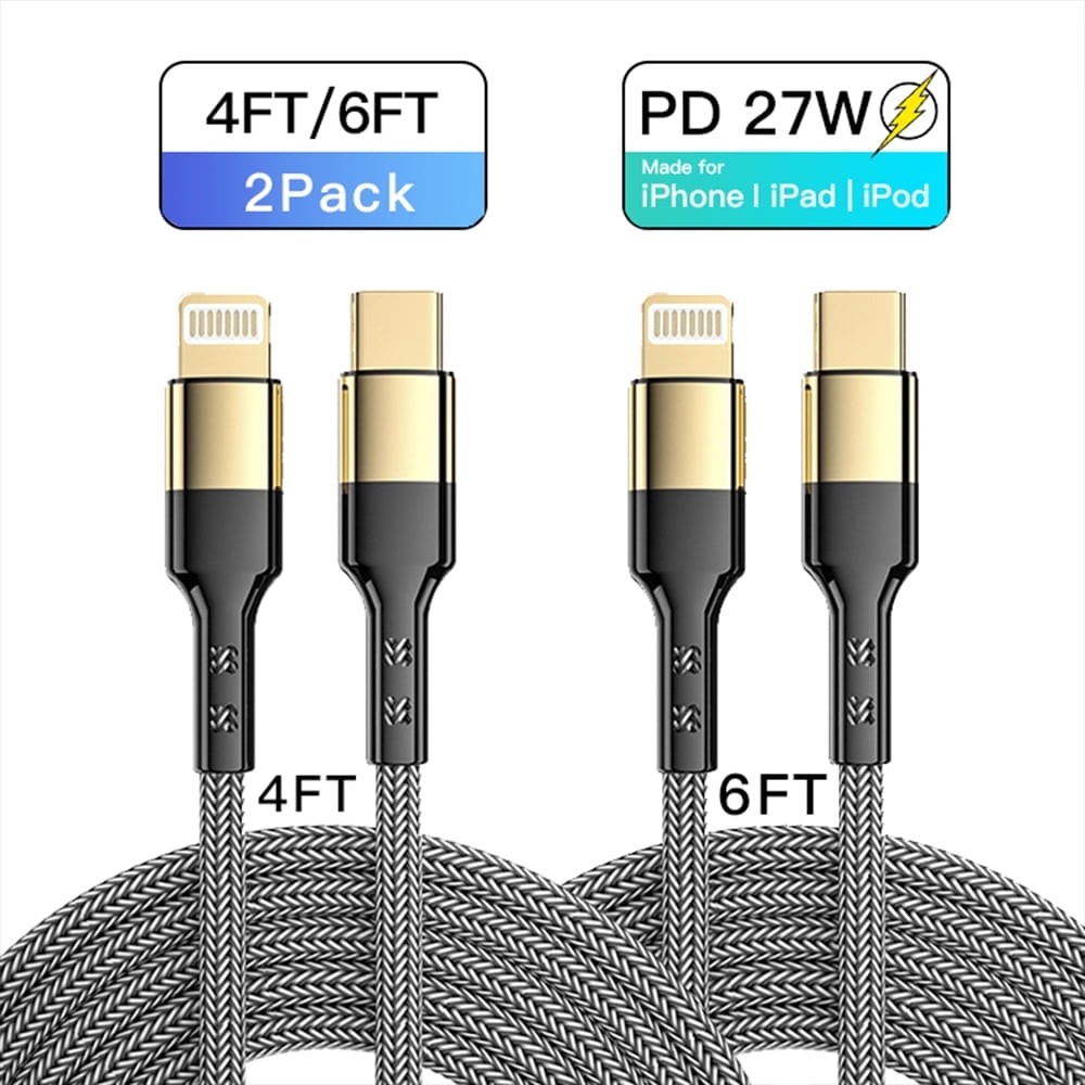 UUTEK For iPhone and iPad PD 27W 4FT 6FT nylon braided fast charging cable data cable