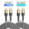 thumbnail image 1 of UUTEK For iPhone and iPad PD 27W 4FT 6FT nylon braided fast charging cable data cable, 1 of 6