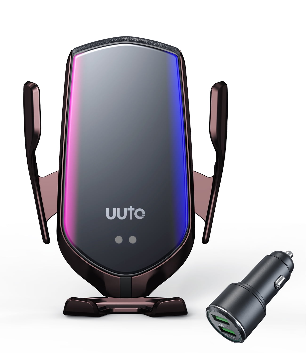 UUTO Wireless Car Charger Mount, 15W Qi Auto-Clamping Air Vent Phone Car Holder with QC 3.0 Car Charger