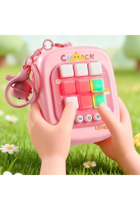 9‑in‑1 Keyboard Fidget Toy Keyboard Fidget Keychain for Adults, Decompression Button Finger Clicker Toys, Portable Stress Relief Fidget Gifts Pink