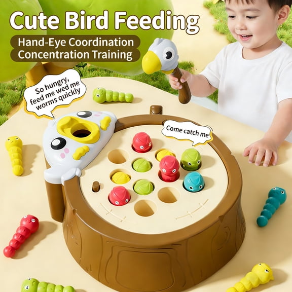 UUWEAR Magnetic Bird Feeding Game Woodpecker Worm Toy Montessori Fine Motor Skills Toddler Toy Age 2-4 Sensory Toys for Toddlers 3-5 Educational Learning Toys 2 Year Old Boy and Girl Gifts
