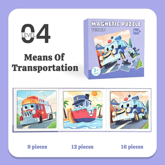 UUWEAR Magnetic Puzzles for Kids 3-5 Years,Travel Activity for Toddlers Age 3-5, Preschool Puzzle Game with Animal Designs Purple