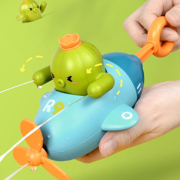 UUWEAR Pull Action Water Spray Toy Set, Submarine Shape Water Blaster, Portable Bath Pool Play Tool, Durable Plastic Summer Activity Toy, Interactive Outdoor Water Game Equipment Blue
