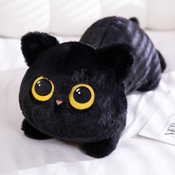UUWEAR Weighted Black Cat Plush Toy, Simulation Black Cat Weighted Plush Toy Pillow,Microwavable Soft Stuffed Animal Cuddle Toy,Suitable for Bedroom, Living Room, Party Decoration A