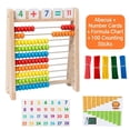 thumbnail image 1 of UUWEAR Wooden Abacus for Kids, Math Learning Tool, 10-Row Bead Frame with Counting Sticks,Number Cards & Math Symbols, Preschool Educational Toy for Toddlers 3+ C, 1 of 5