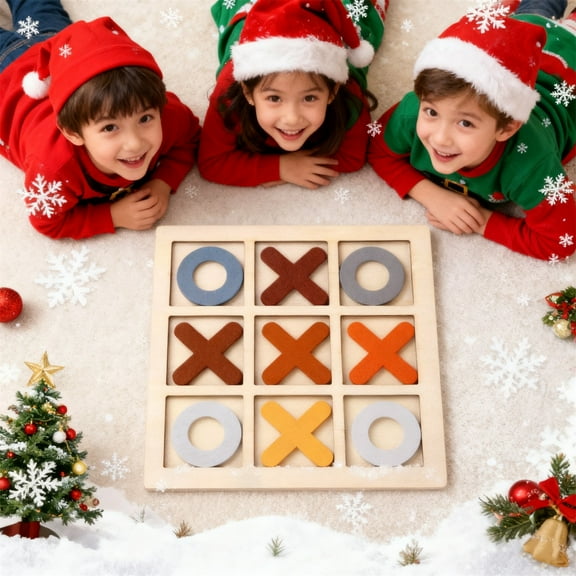 UUWEAR Wooden Tic Tac Toe Games Wood Tic-Tac-Toe Bulk XO Table Chess Board Game for Boys Girls Family Activities Educational Toys Birthday Party Favors C