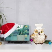UUWENDA Book Hugging Owl Resin Home Study Living Room Decoration Chef Owl Children'S Desk Office Desk Accessories