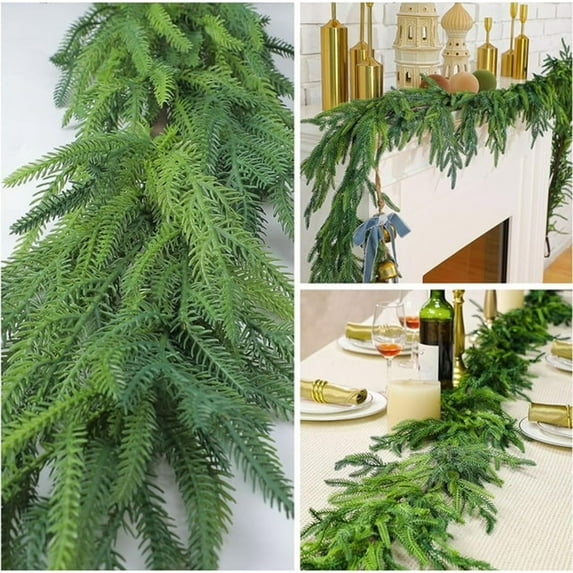 UUWENDA Christmas Garland Artificial Garland 150Cm Greenery For Holiday Mantle Stairway Fireplace Decor