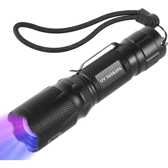 UV 365nm 395nm Blacklight Flashlight for UV Glue Curing,Rocks & Minerals,Pet Stain Detector,Scorpion Finder, Dry Stain, Portable,Zoomable Handheld Ultraviolet Flashlight Black Light