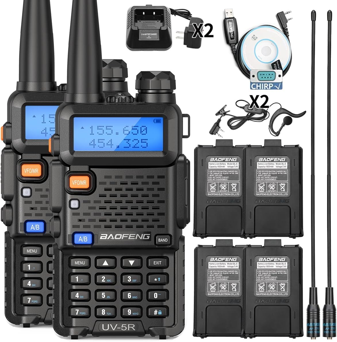 UV5R Ham Radio Long Range UV5R Handheld Dual Band Rechargeable Two Way