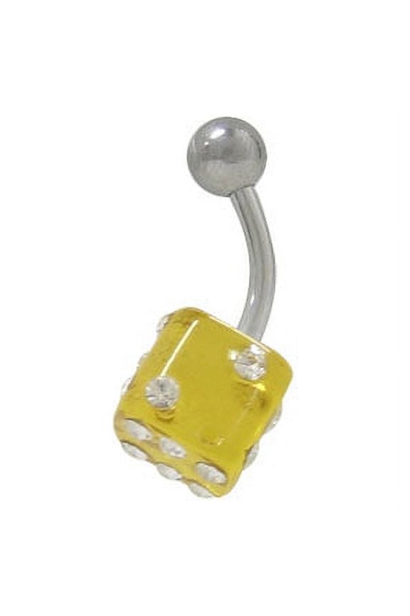 UV Acrylic Dice 14g Belly Button Ring Surgical Steel Shaft