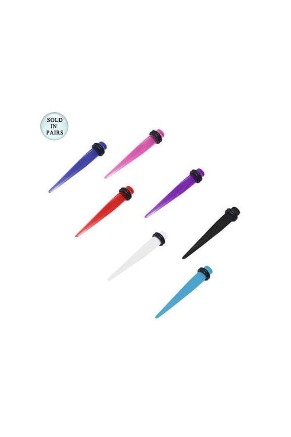 UV Acrylic Spike Design Ear Plugs Taper/Stretcher 10 Gauge - 7 Colors Available