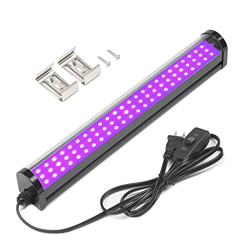 UV Black Light Bar,25W Upgraded LED Blacklight Tube395-405nm,Light Up 15x15ft Area,Plug+Switch+5ft Power Cord,Black Lights for Glow Party,Posters,Room,Bedroom Decor,Halloween,Birthday