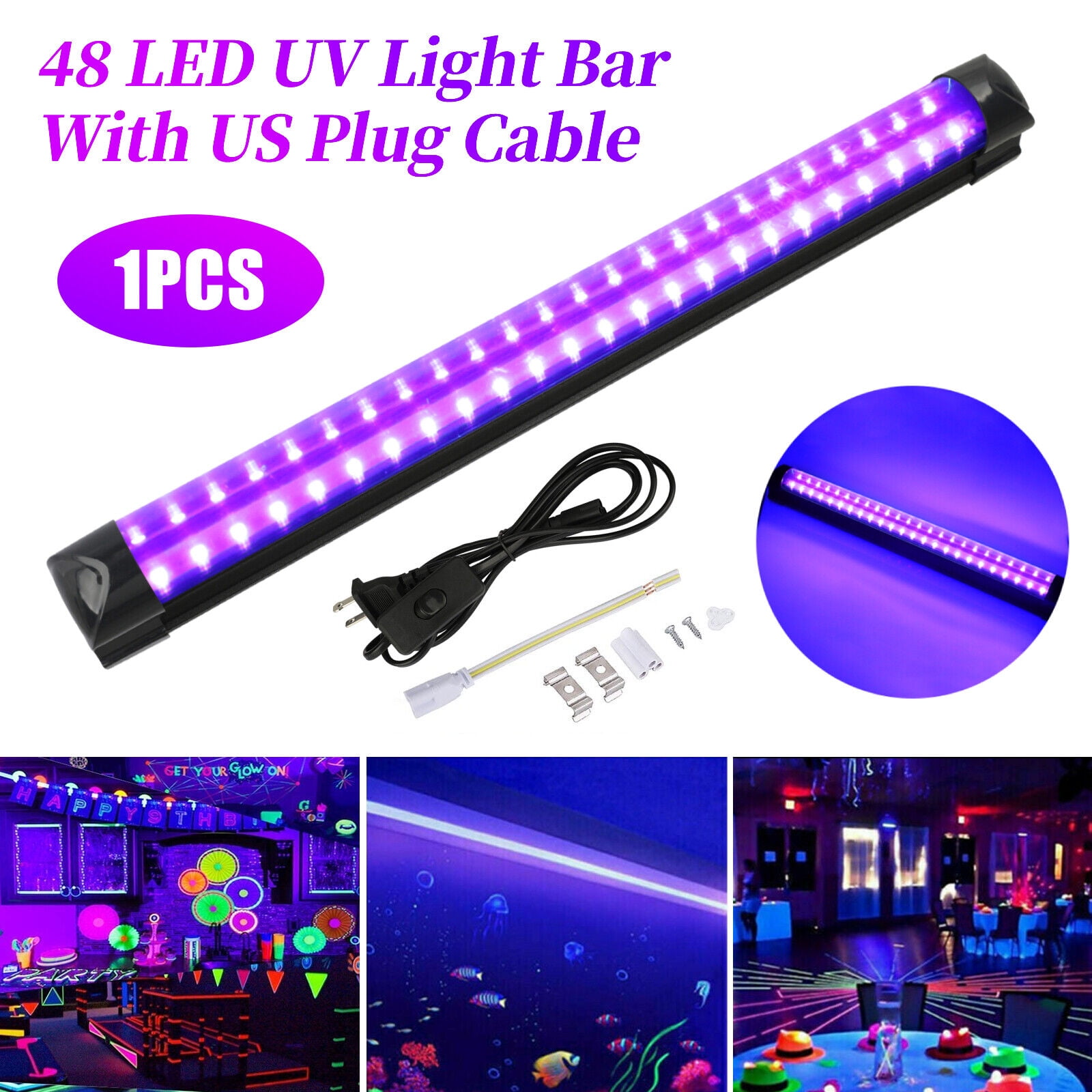 UV Black Light Bar Fixtures Ultraviolet Lamp Strip US Plug DJ