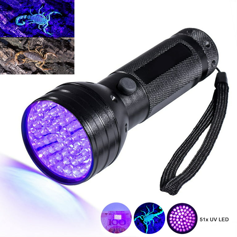UV Black Light Flashlight, Powerful 51 LED Blacklight Flashlights for Pet  Urine Detection, Resin Curing, Dog Stain, 1Pcs
