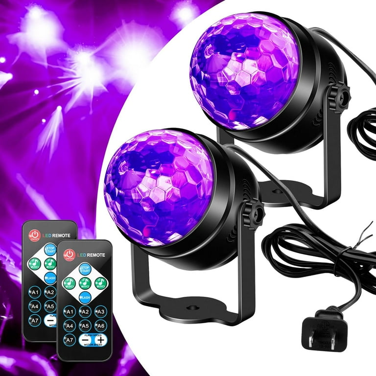 CuisinAid UV Black Lights for Glow Party 6W Disco Ball LED Party Lights Sound Activated with Remote Control 7 Modes Stage Light for UV Party Halloween
