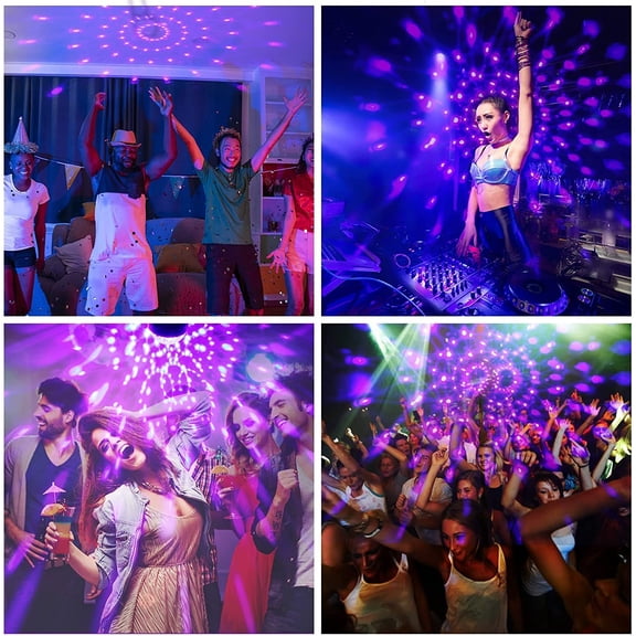 UV Black Lights for Glow Party, 6W LED Disco Ball Strobe Lights for Dark Party Supplies, Sound Activated with Remote Control, Dj Light for Halloween Xmas Birthday Party Home Decorations, 1 Pack