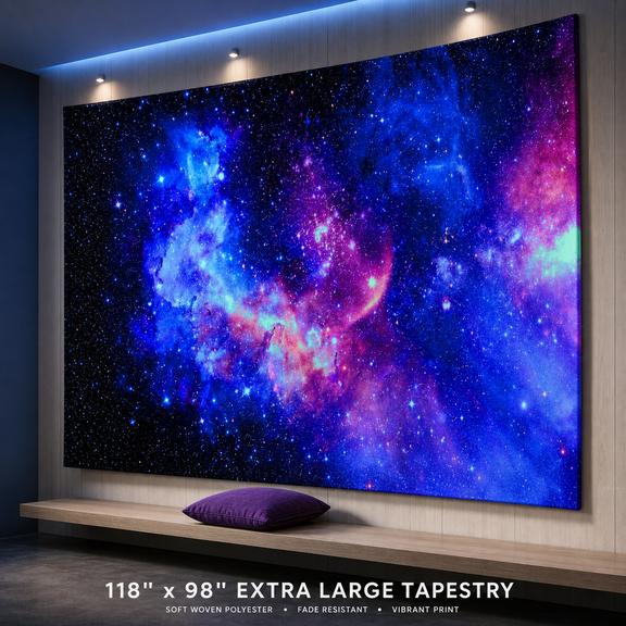 UV Blacklight Galaxy Tapestry 90"L x 71"W Home Wall Decoration