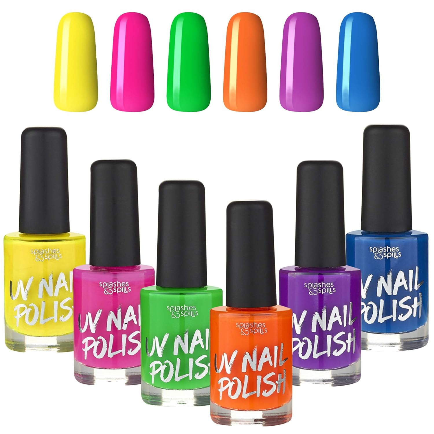 UV Blacklight Glow Nail Polish 6 Color Variety Pack 13ml Day or Night Stage Clubbing or Costume Makeup Walmart