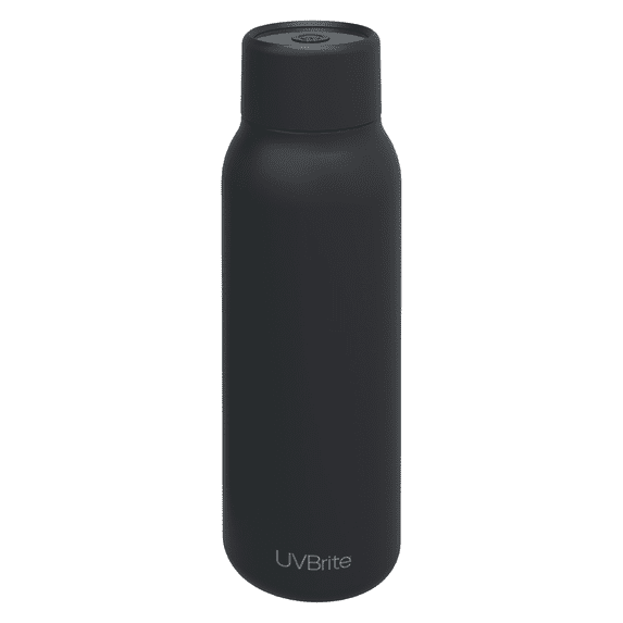 UV Brite 18.6 Oz Self Cleaning Bottle with UV-C Sterilization, Black, As Seen on TV