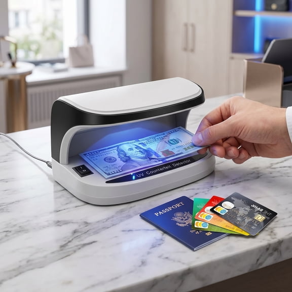 UV Counterfeit Bill Money Detector, Auto ON/Off, LED Light Currency Check,Rechargeable
