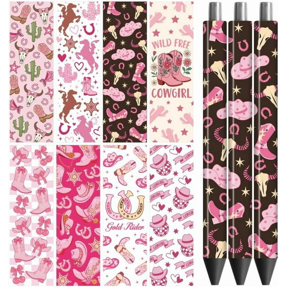 UV DTF Pen Wraps Transfer Sticker Cowgirl - 48pcs Waterproof HD Print UV DTF Pen Adhesive Decals for Personalized DIY Pencil Pen Decorative Crafts Gifts Giving for Mothers Day Plastic
