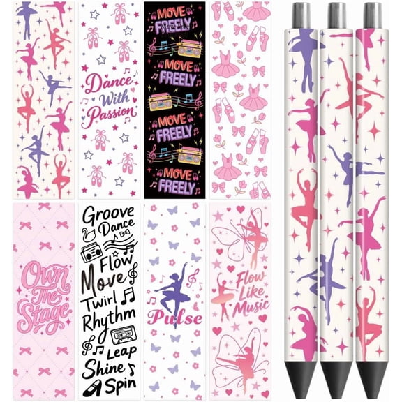 UV DTF Pen Wraps Transfer Sticker Dance - 48pcs Waterproof HD Print UV DTF Pen Adhesive Decals for Personalized DIY Pencil Pen Decorative Crafts Gifts Giving for Mothers Day for DIY