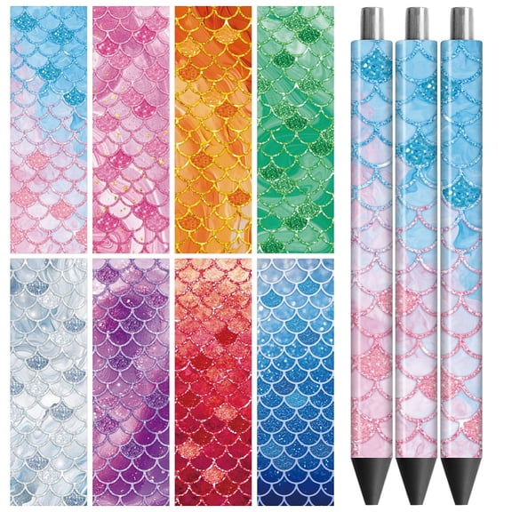 UV DTF Pen Wraps Transfer Sticker Decal - 48pcs Waterproof HD Print UV DTF Pen Adhesive Decals for Personalized DIY Pencil Pen Decorative Crafts