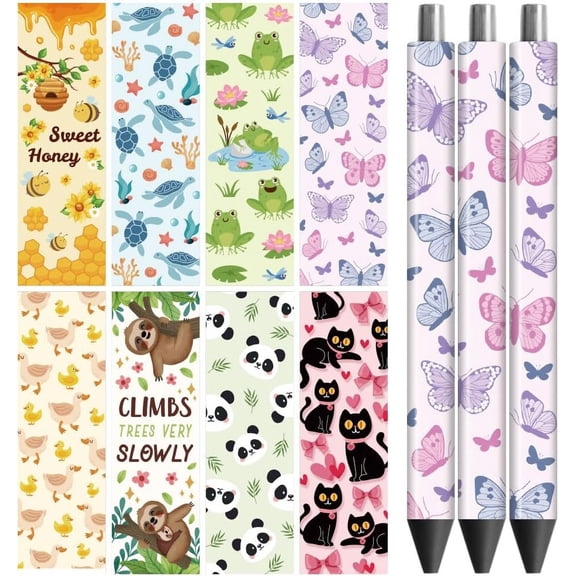 UV DTF Pen Wraps Transfer Sticker Decal Animal Collection Words - 48pcs Waterproof HD Print UV DTF Pen Adhesive Decals for DIY Making