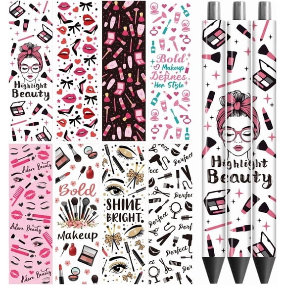 UV DTF Pen Wraps Transfer Sticker Decal Beauty - 48pcs Waterproof HD Print UV DTF Pen Adhesive Decals for Personalized DIY Pencil Pen Decorative Crafts Gifts Giving for Mothers Day Gray