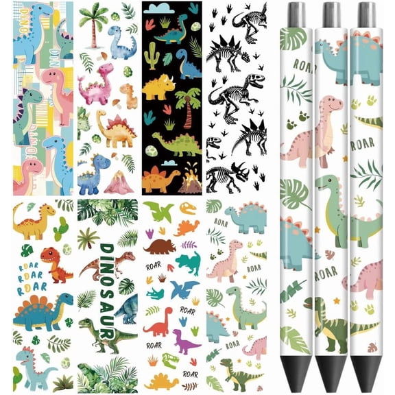 UV DTF Pen Wraps Transfer Sticker Decal Dinosaurs - 48pcs Waterproof HD Print UV DTF Pen Adhesive Decals