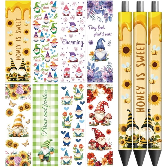 UV DTF Pen Wraps Transfer Sticker Decal Gnomes - 48pcs Waterproof HD Print UV DTF Pen Adhesive Decals DIY