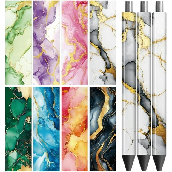 UV DTF Pen Wraps Transfer Sticker Decal Marble - 48pcs Waterproof HD Print UV DTF Pen Adhesive Decals for Personalized DIY Pencil Pen Decorative Crafts Gifts Giving Colorful