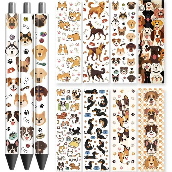UV DTF Pen Wraps Transfer Sticker Decal Pet Dogs - 48pcs Waterproof HD Print UV DTF Pen Adhesive Decals