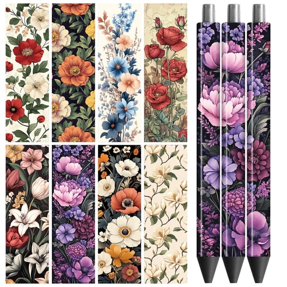UV DTF Pen Wraps Transfer Sticker Decal Retro Flowers - 48pcs Waterproof HD Print UV DTF Pen Adhesive Decals