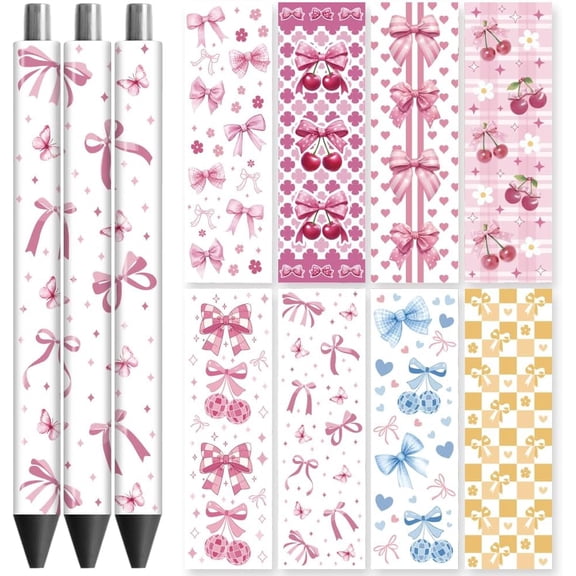 UV DTF Pen Wraps Transfer Sticker Decal Tie - 48pcs Waterproof HD Print UV DTF Pen Adhesive Decals for Personalized DIY Pencil Pen Decorative Crafts Gifts Giving for Mothers Day DIY