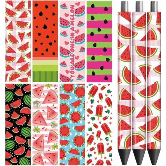 UV DTF Pen Wraps Transfer Sticker Decal Watermelon - 48pcs Waterproof HD Print UV DTF Pen Adhesive Decals for Personalized DIY Pencil Pen Decorative Crafts Gifts Giving