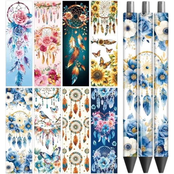 UV DTF Pen Wraps Transfer Sticker Dreamcatcher - 48pcs Waterproof HD Print UV DTF Pen Adhesive Decals for Personalized DIY Pencil Pen Decorative Crafts Gifts GivingMixed Color