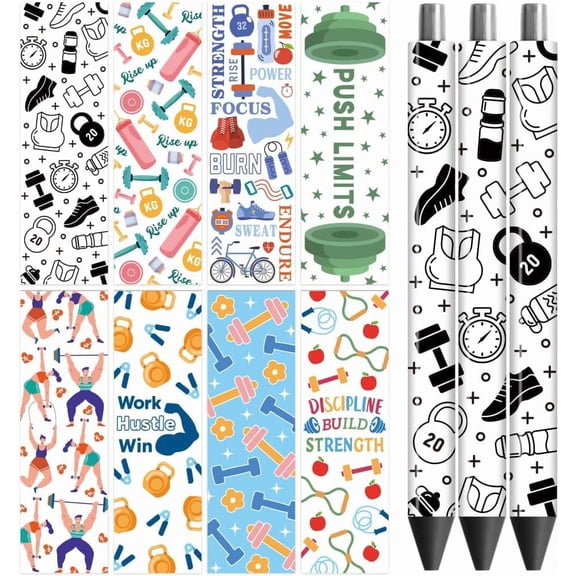 UV DTF Pen Wraps Transfer Sticker Fitness - 48pcs Waterproof HD Print UV DTF Pen Adhesive Decals for Personalized DIY Pencil Pen Decorative Crafts Gifts Giving for Mothers Day for DIY