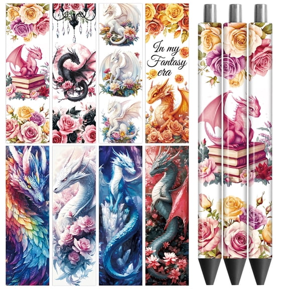 UV DTF Pen Wraps Transfer Sticker Foreign Dragons - 48pcs Waterproof HD Print UV DTF Pen Adhesive Decals for Personalized DIY Pencil