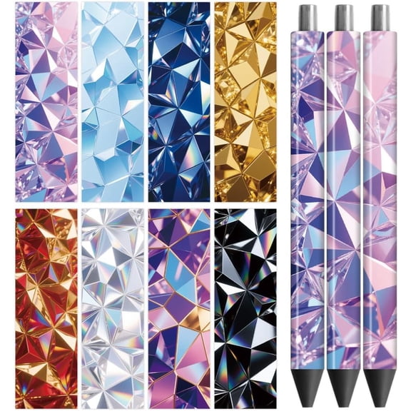 UV DTF Pen Wraps Transfer Sticker Geometric Glass - 48pcs Waterproof HD Print UV DTF Pen Adhesive Decals for Personalized DIY Pencil Pen Decorative Crafts Gifts Giving for DIY