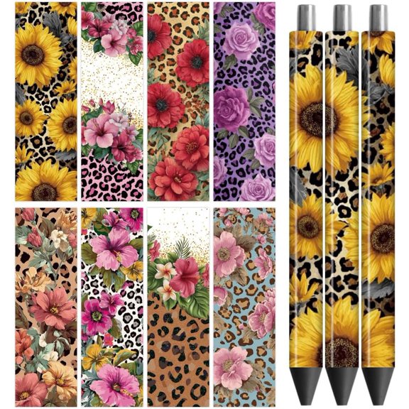 UV DTF Pen Wraps Transfer Sticker Leopard Print - 48pcs Waterproof HD Print UV DTF Pen Adhesive Decals for Personalized DIY Pencil Pen Decorative Crafts Gifts Giving for Mothers Day