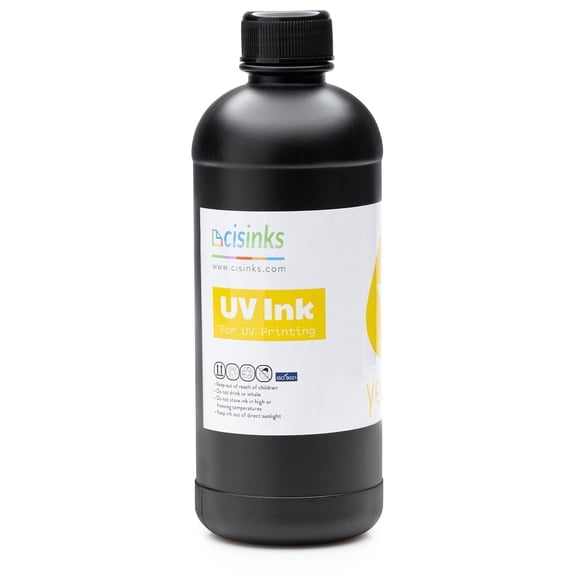 Soft UV DTF Transfer Printer Ink 500mL Yellow Bottle Refill Soft Ink Premium Ultraviolet Curable Direct to Film Printing AB Film Sticker Decal Custom Logo Branding Drink Glass Bottles, Phone Cases